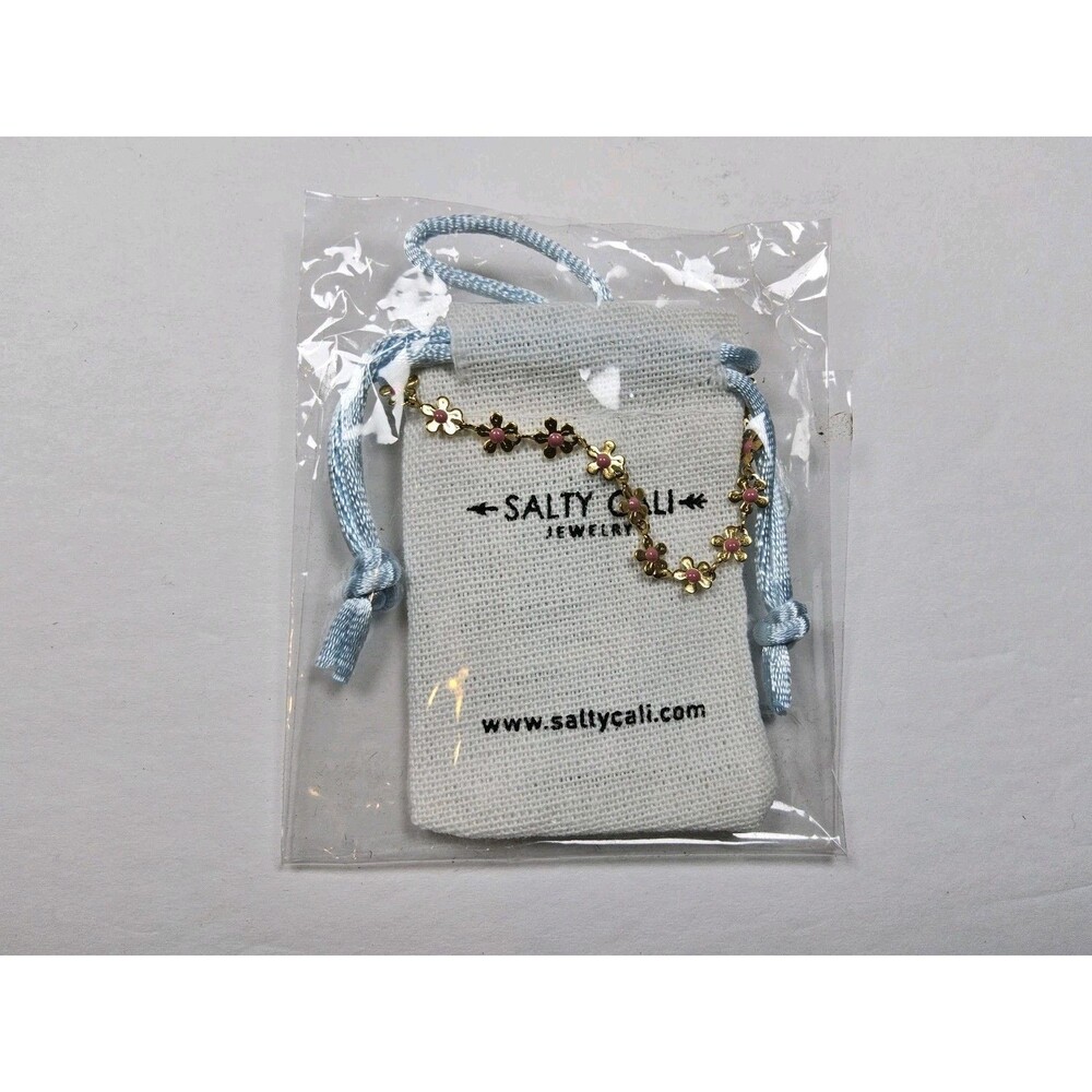 Salty Cali Jewelry Gold Tone Pink Flower Bloom Bracelet